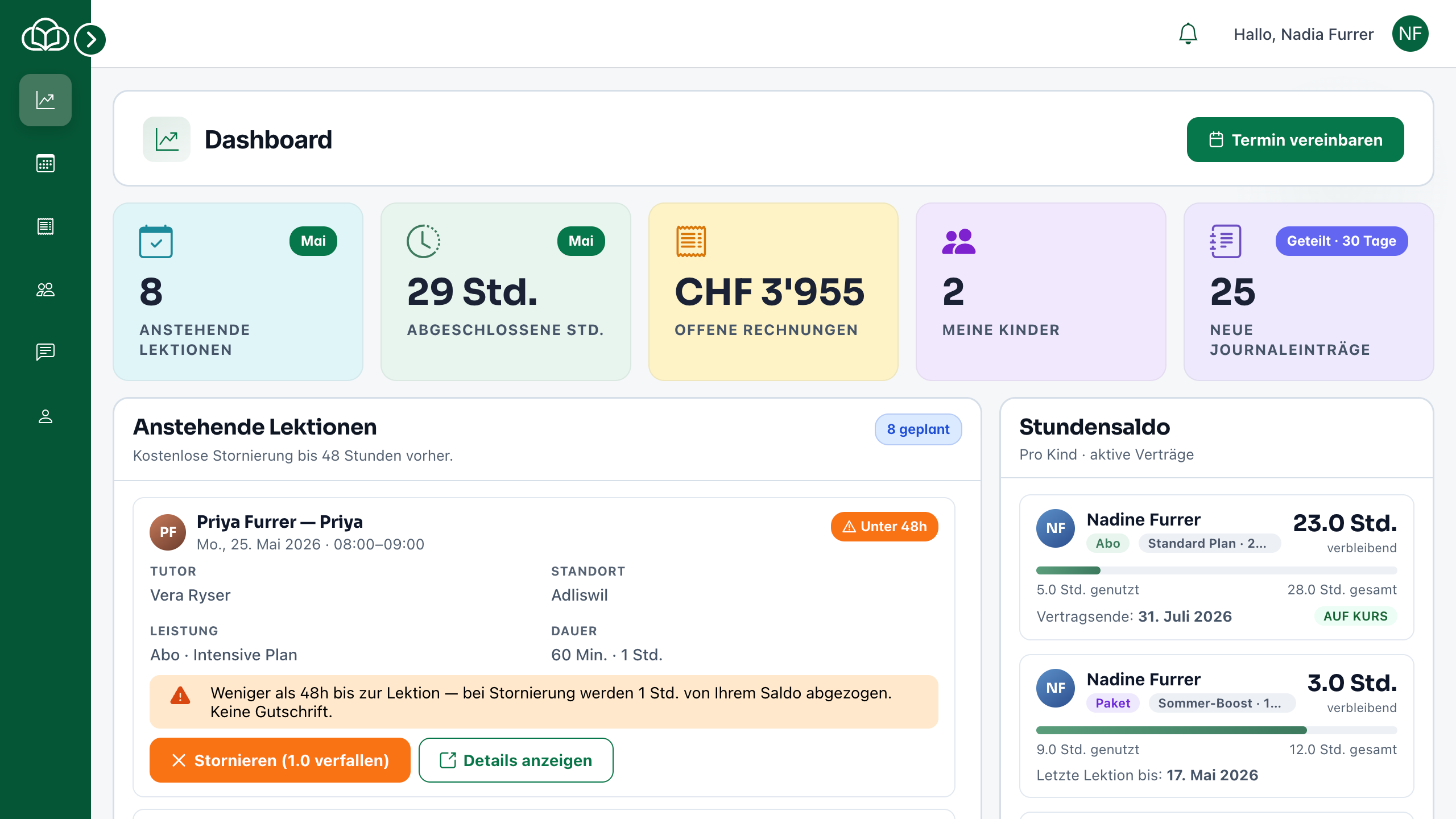 Eltern Dashboard